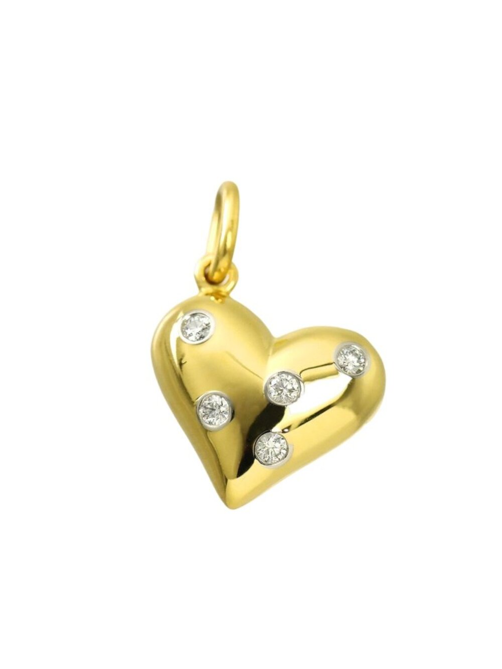 Tiffany & Co Dots Heart Diamond Pendant 18k Yellow Gold 750 Pt